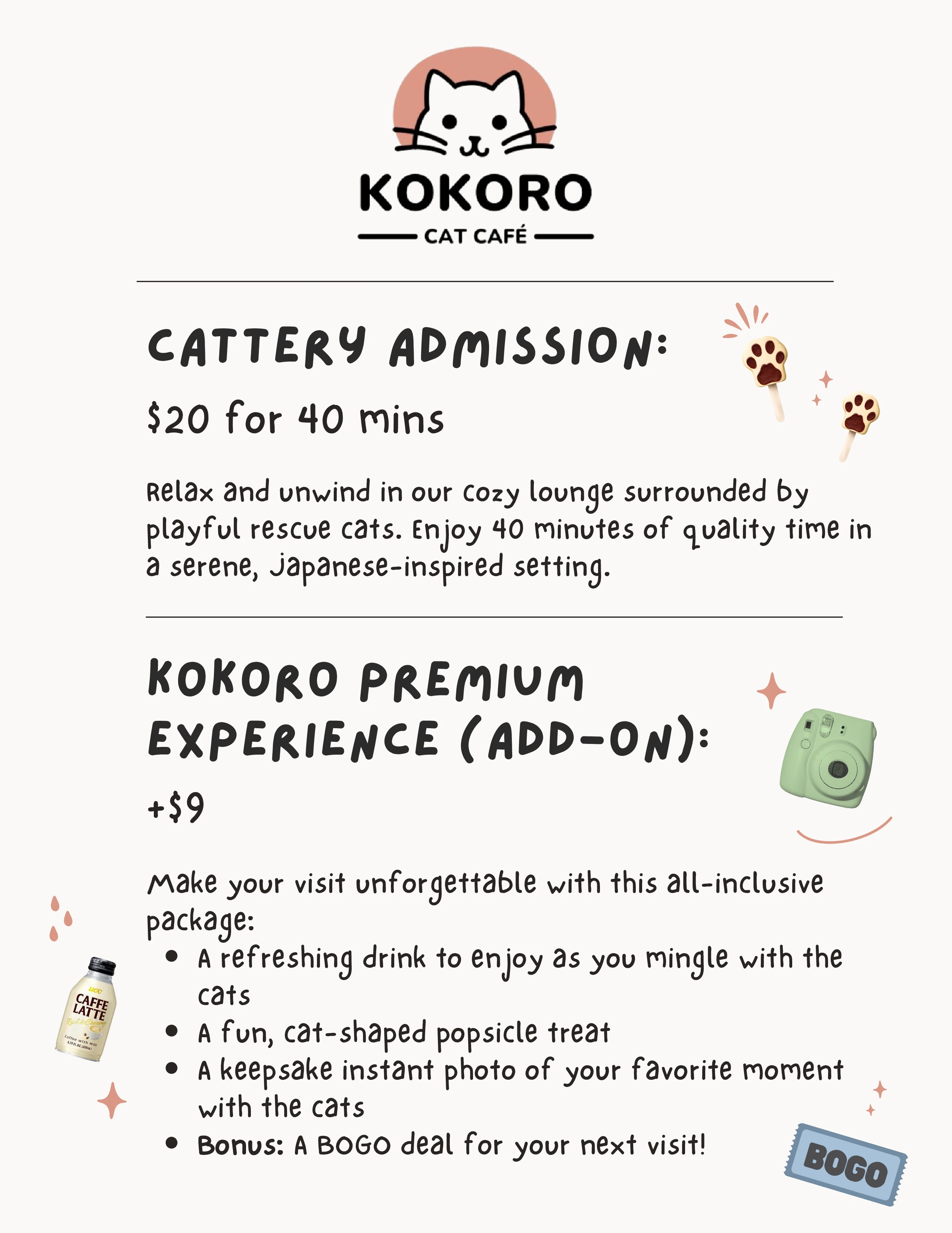 リスティング用に提出されたKokoro Cat Café猫カフェの写真